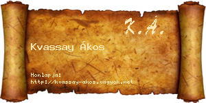 Kvassay Ákos névjegykártya