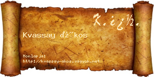 Kvassay Ákos névjegykártya